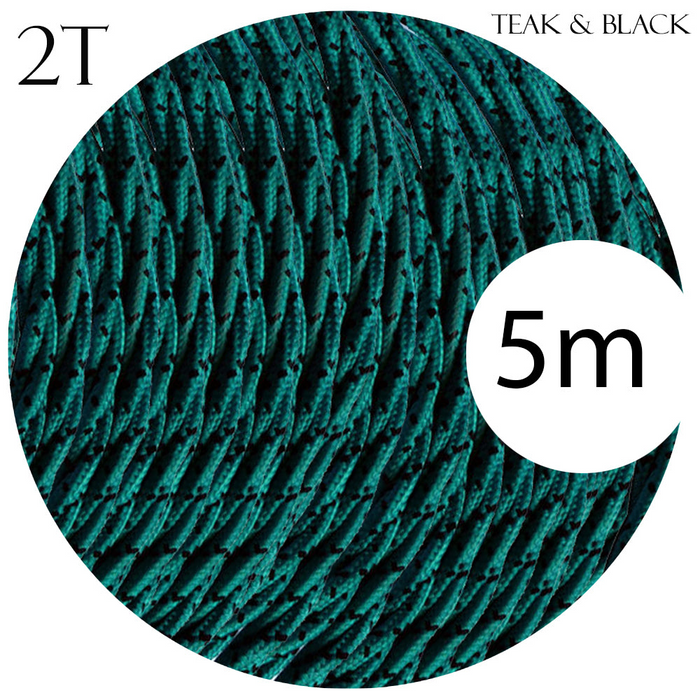 2 core Twisted 5m Braided Electrical Fabric Flexible Lamp Cable Wire Cord for UK Light