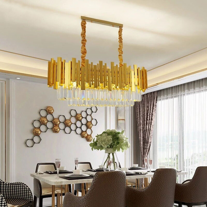 Modern Large Crystal Ceiling Light Gold Pendant Chandelier Lamp for Living Room