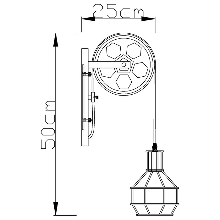 Retro Vintage Light Shade Wheel Ceiling Lifting Pulley Industrial Wall Lamp Fixture UK