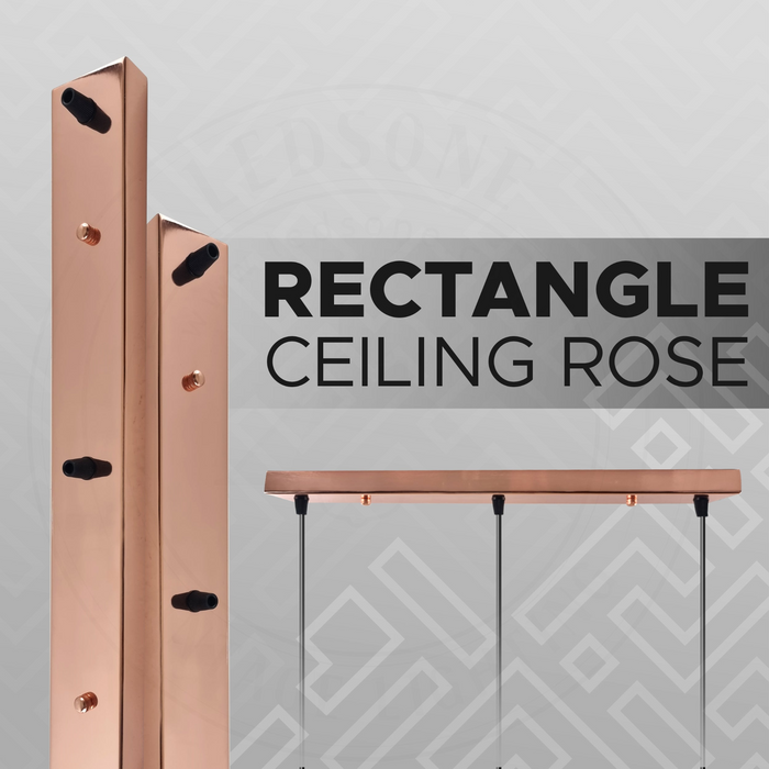Rose Gold 3 Outlet Ceiling Rose Pendant Lighting Fixture 500 mm x 60 mm Modern Industrial Metal Fitting Ceiling Plate