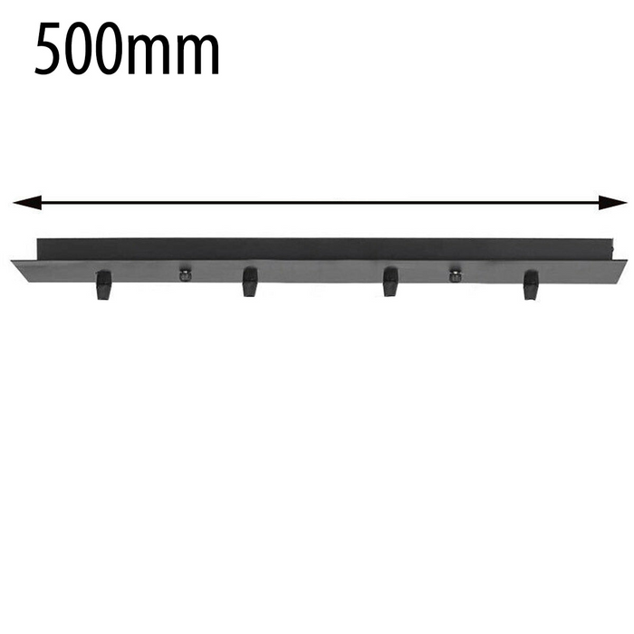 4 stopcontacten Zwart Metalen Plafondkap Vierkant 500mm