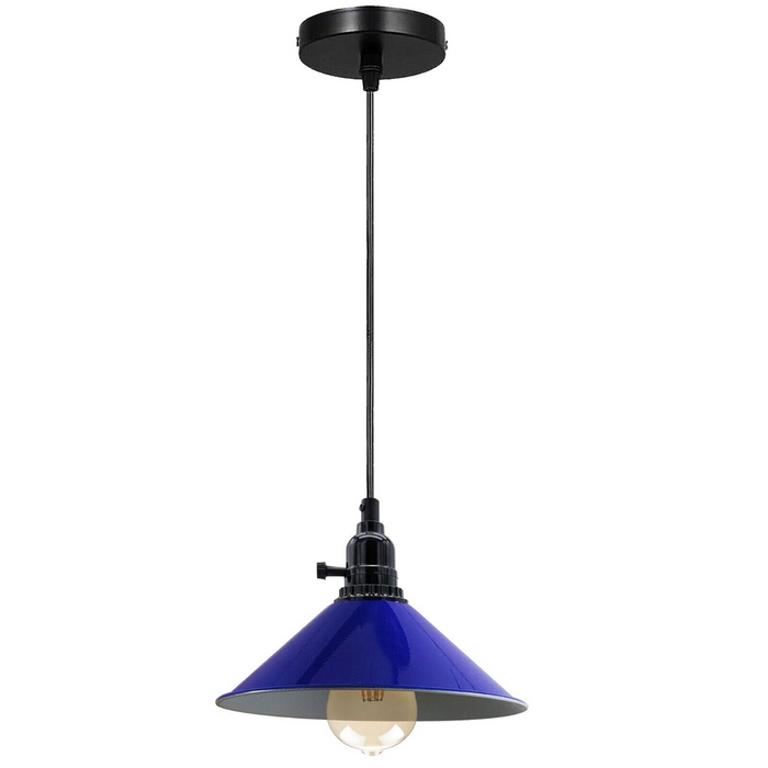 Industrial Vintage Metal Pendant Light Shade Chandelier Navy Blue LampShade