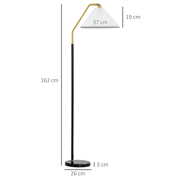 Modern Floor Lamps for Living Room with Pleated Adjustable Lampshade, Standing Lamp for Bedroom, (Bulb not Included), White