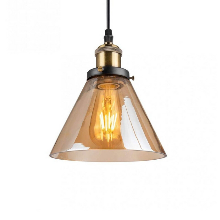 Industrial suspended Ceiling light fitting amber Glass Lamp shade pendant lights