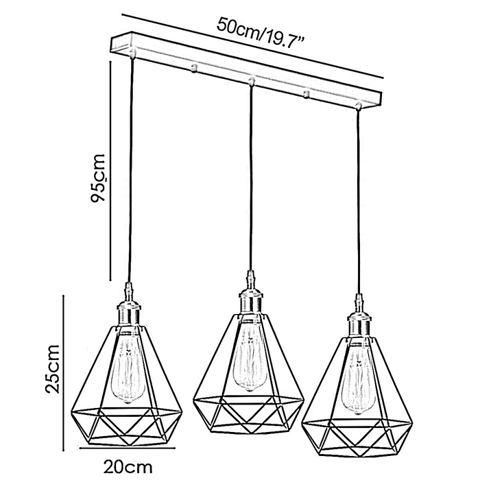 Moderne retro industriële plafondlamp schaduw hangende hanglamp kooi 3-weg lamp