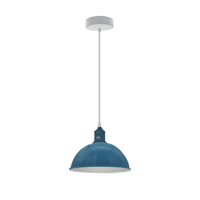 Moderne industriële cyaanblauwe plafondhanglamp met E27-basis plafondverlichting schaduw voor slaapkamer keuken eiland hal kantoor koffieshop.