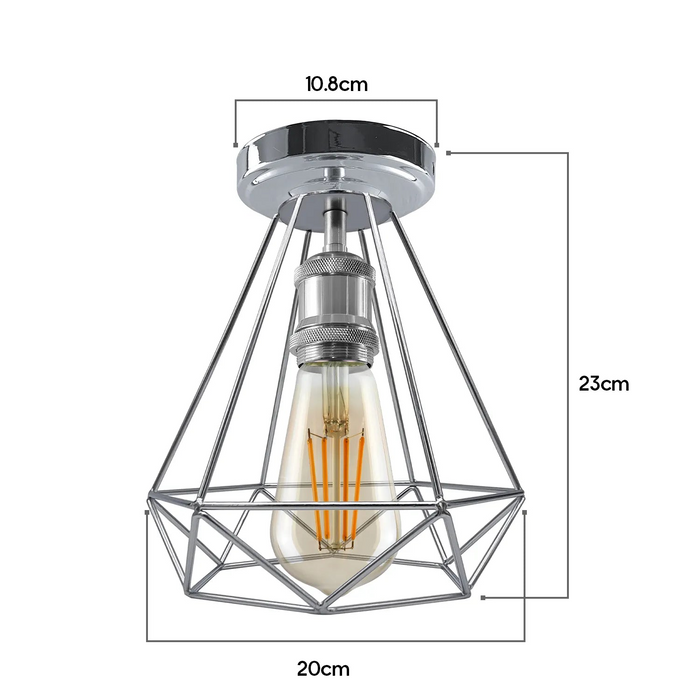 Chroomkleurige plafondverlichtingsarmaturen Metaal Semi Flush E27 Schroef Edison Lamp