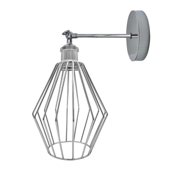 Chromen wandlamp, galvaniserende wandkandelaar E27-fitting, diamantvorm