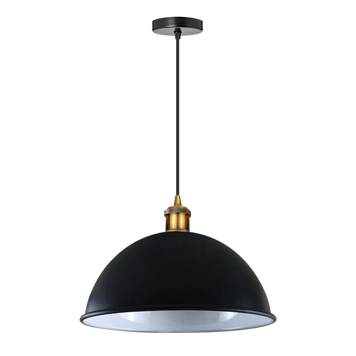 Black inner White Ceiling Pendant Hanging Lamp Metal Cord E27 Dome Lamp Shade