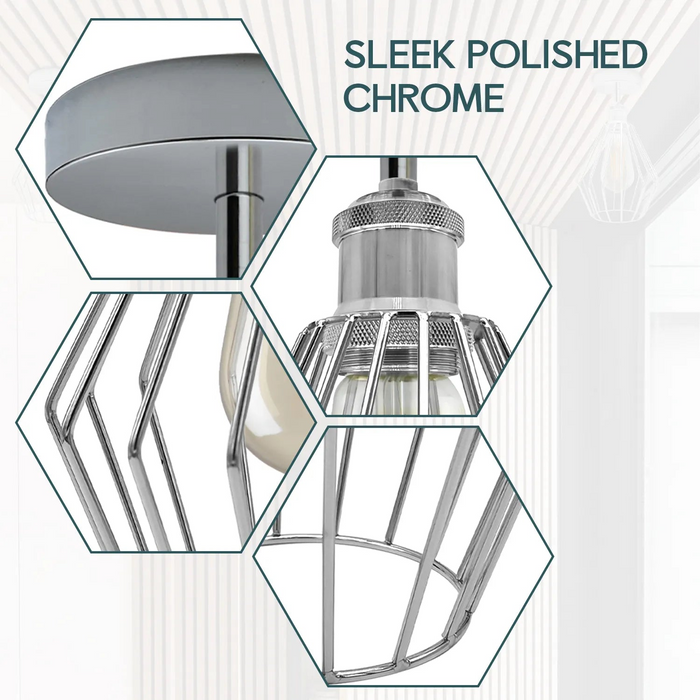 Chromen plafondlampen Metaal Semi-inbouwmontage E27 Schroef, diamantvorm
