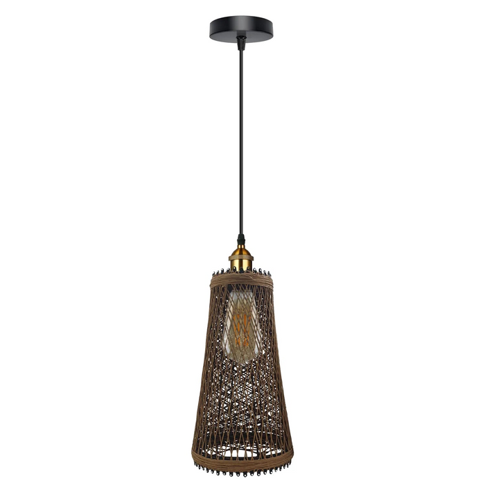 Single Rattan Ceiling Pendant Shade E27 95cm Cord Handmade Hanging Lights