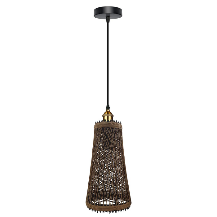 Single Rattan Ceiling Pendant Shade E27 95cm Cord Handmade Hanging Lights