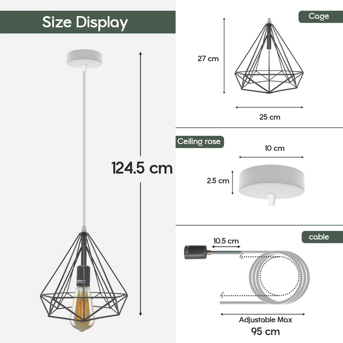 Red E27 Ceiling Hanging Light Cage Shade Loft Metal Ceiling Pendant Lamp~4202