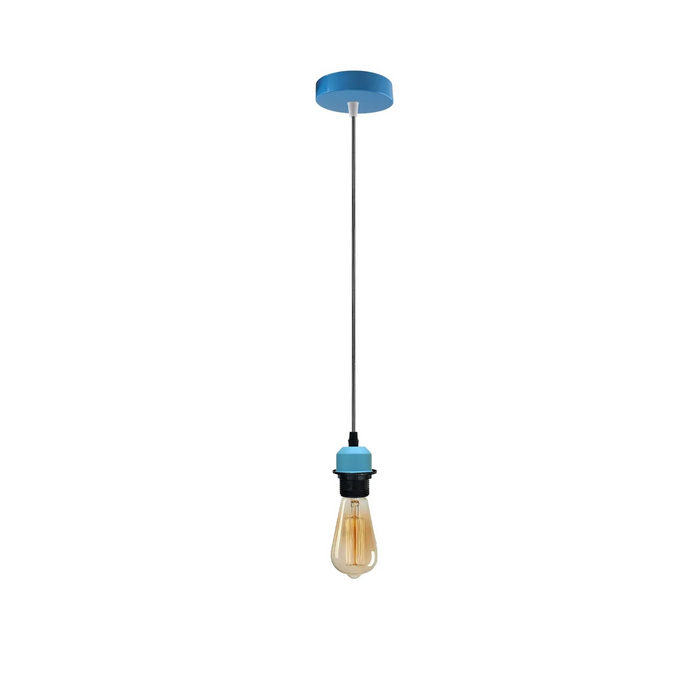 Blauwe hanger, lampenkap E27 lamphouder voor plafondhanglamp, PVC-kabel