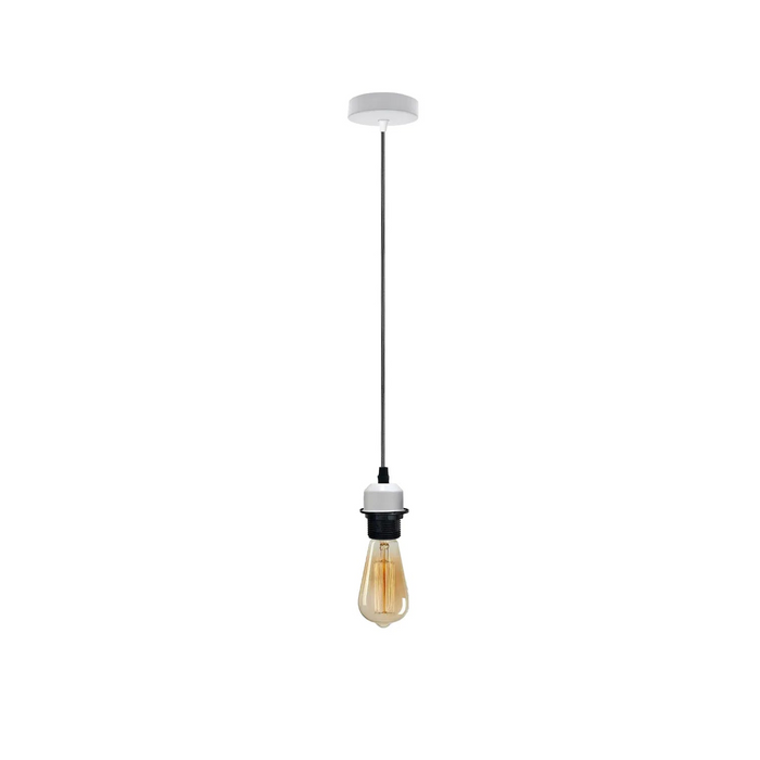 White Pendant Light,Lamp Holder Ceiling Hanging Light,E27 UK Holder PVC Cable.