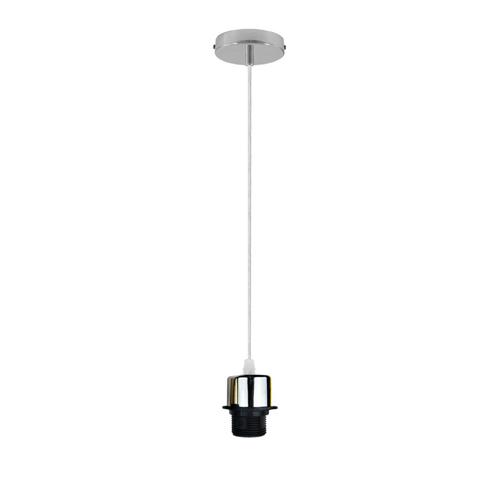 Chrome Pendant Light,E27 Lamp Holder Ceiling Hanging Light, With PVC Cable