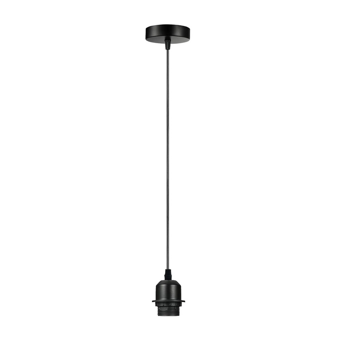 Zwarte hanglamp, E27 lamphouder, plafondhanglamp, met PVC-kabel