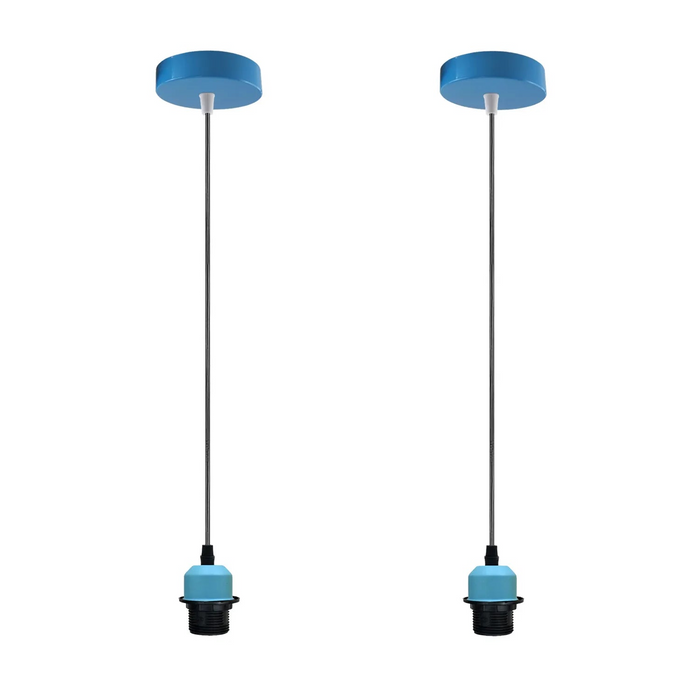 2Pack Blue Pendant Light,E27 Lamp Holder Ceiling Hanging Light,PVC Cable