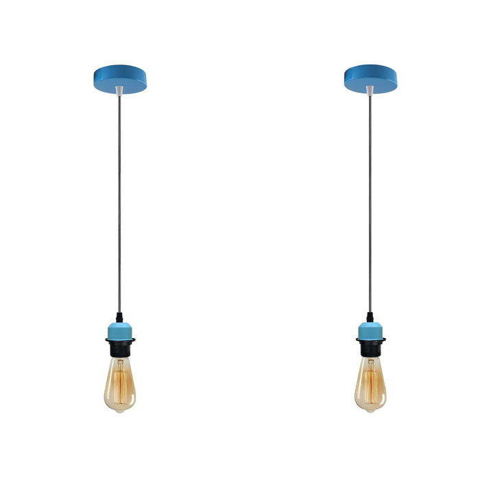 2Pack Blue Pendant Light,E27 Lamp Holder Ceiling Hanging Light,PVC Cable