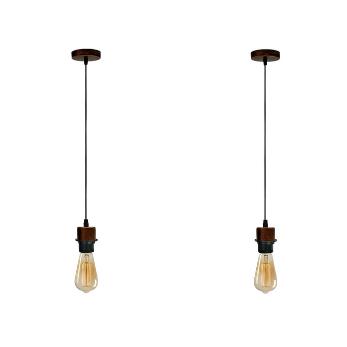 2Pack Rustic Red Pendant Light,E27 Lamp Holder Hanging Light,PVC Cable