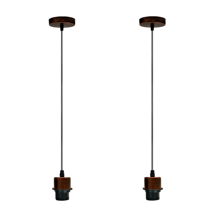 2 stuks rustieke rode hanglampen, E27 lamphouder, hanglamp, PVC-kabel