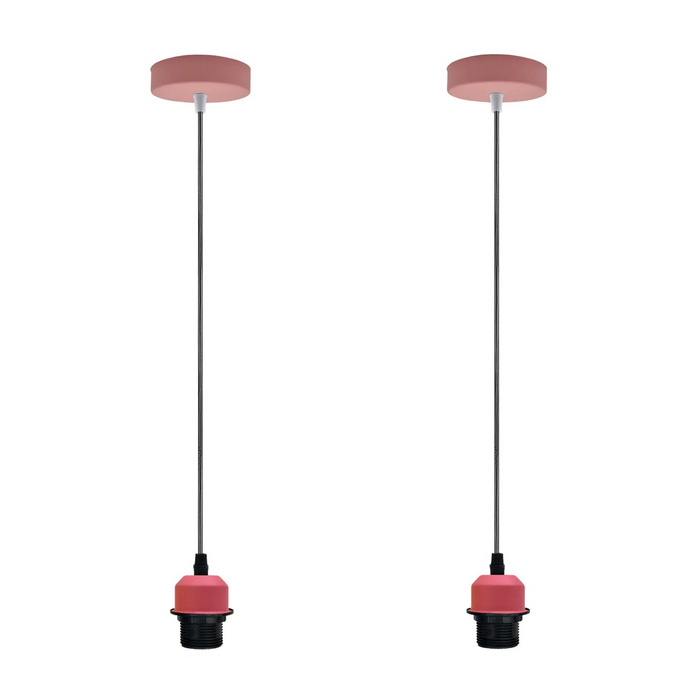 2Pack Pink Pendant Light,Lamp Holder Ceiling Hanging Light,with PVC Cable