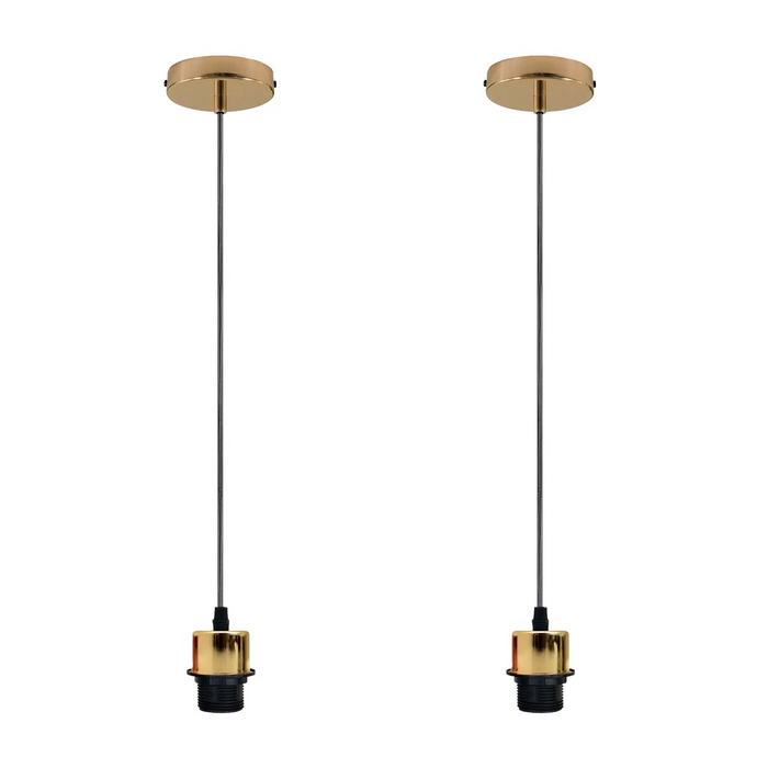 2Pack French Gold Pendant Light ,E27 Lamp Holder Hanging Light,PVC Cable