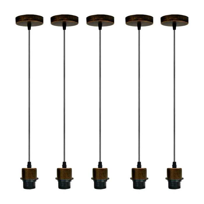 5Pack Brushed Copper Pendant Light,E27 Lamp Holder Ceiling Light,PVC Cable