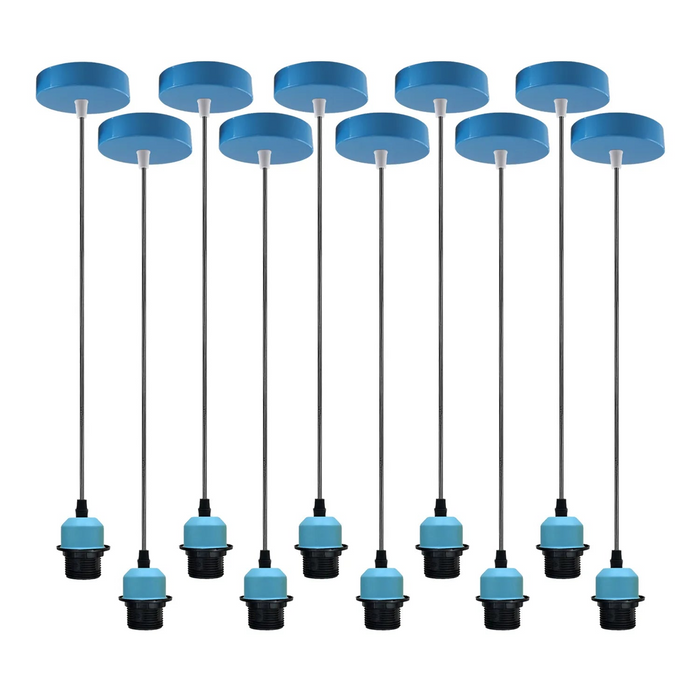10Pack Blue Pendant Light,E27 Lamp Holder Ceiling Hanging Light,PVC Cable