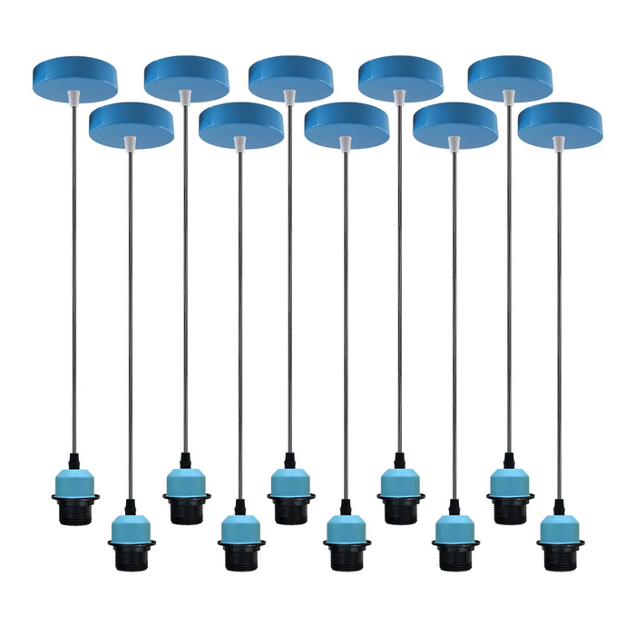 10 stuks blauwe hanglamp, E27 lamphouder, plafondhanglamp, PVC-kabel