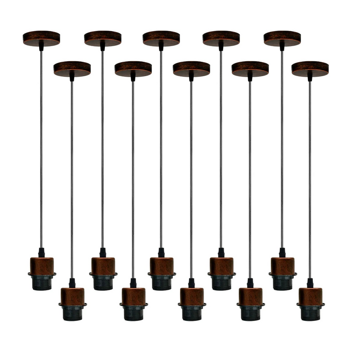 10Pack Rustic Red Pendant Light,E27 Lamp Holder Hanging Light,PVC Cable