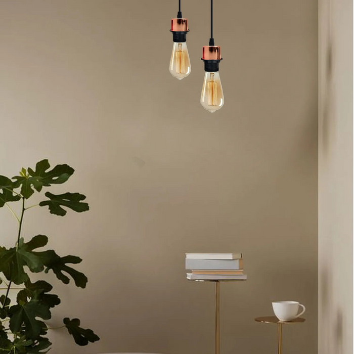 Set van 10 roségouden hanglampen, E27-lamphouder-plafondlamp, PVC-kabel