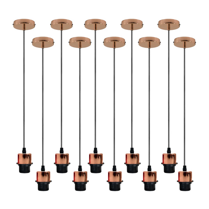 10 Pack Rose Gold Pendant Light,E27 Lamp Holder Ceiling Light,PVC Cable