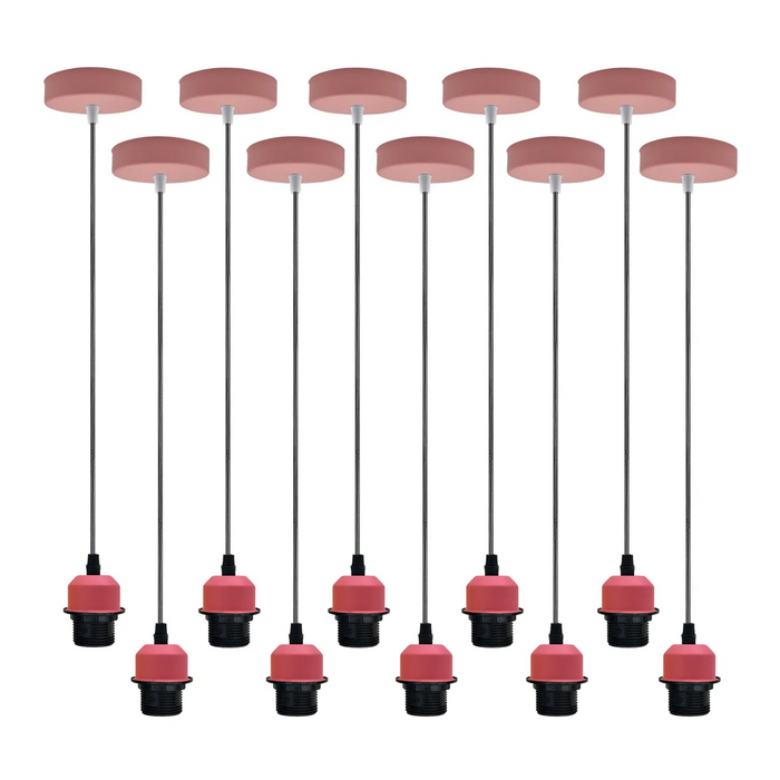 10Pack Pink Pendant Light,E27 Lamp Holder Ceiling Hanging Light,PVC Cable