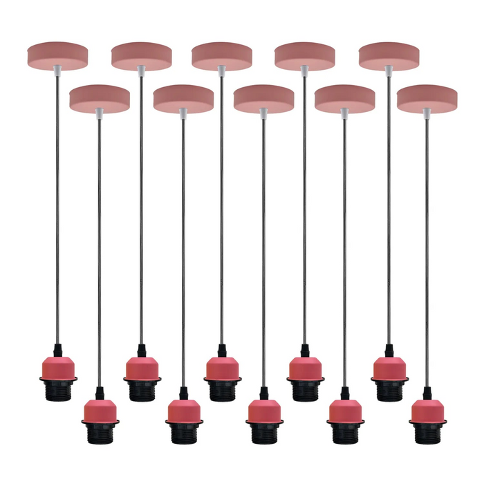 10Pack Grey Pendant Light,E27 Lamp Holder Ceiling Hanging Light,PVC Cable