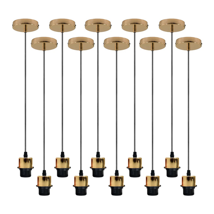 10 stuks chromen hanglampen, E27 lamphouder, plafondhanglamp, PVC-kabel