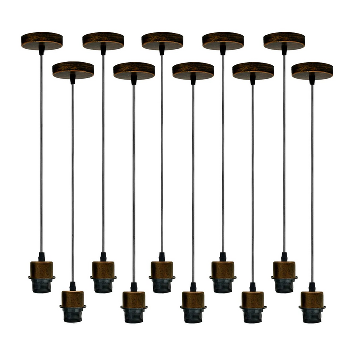 10Pack Brushed Copper Pendant Light,E27 Lamp Holder Hanging Light,PVC Cable