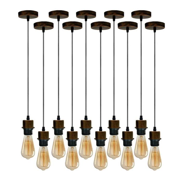 10Pack Brushed Copper Pendant Light,E27 Lamp Holder Hanging Light,PVC Cable