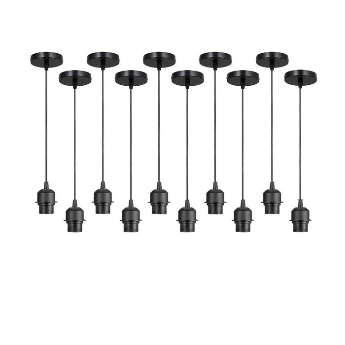 10Pack Black Pendant Light,E27 Lamp Holder Ceiling Hanging Light,PVC Cable