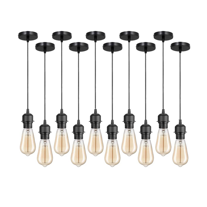 10Pack Black Pendant Light,E27 Lamp Holder Ceiling Hanging Light,PVC Cable