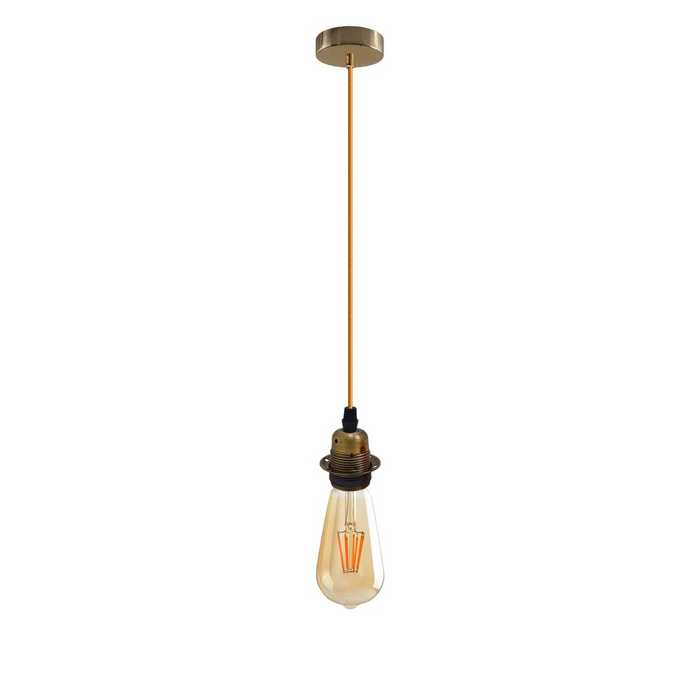 Vintage industriële geel koperen hanglamp, lamphouder plafond hanglamp