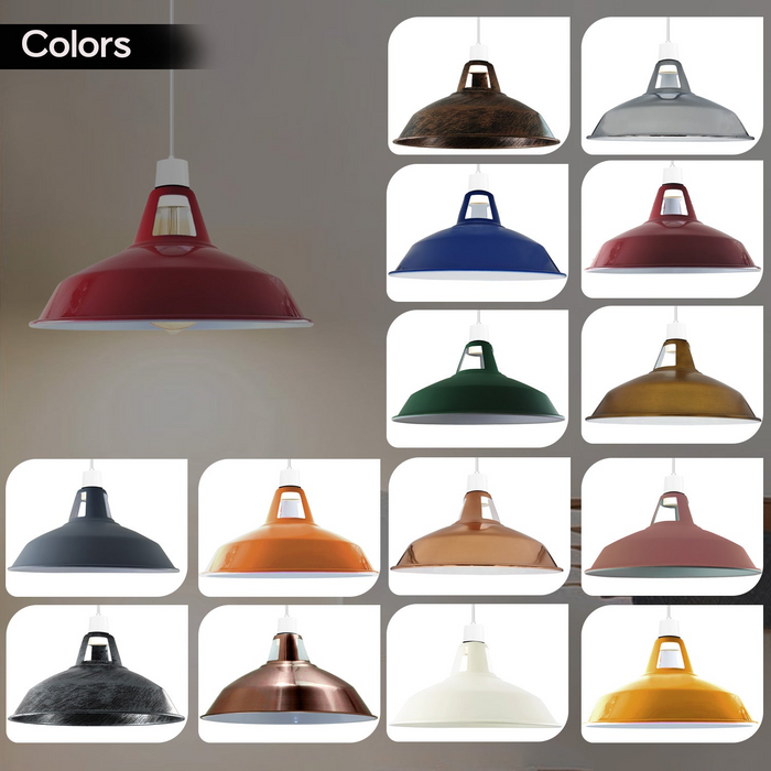 Industrial Style Barn Slotted Lamp Shade Metal Yelow Ceiling Pendant Light Shade