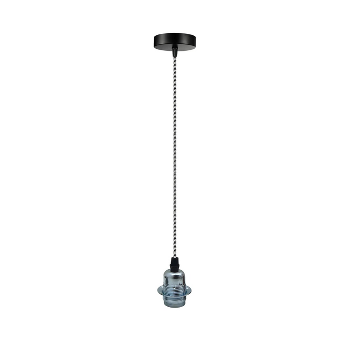 Chrome Pendant Light, lampshade E27 Lamp Holder Hanging Light,2m Cable