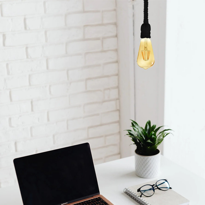 Vintage Ceiling Pendant Light Black Colour Hemp Rope Hanging Lamp lights