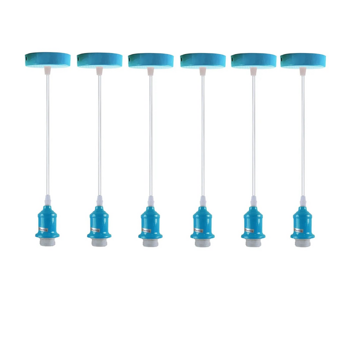 6Pack Pendant Light, Lampshade E27 Lamp Blue Holder Hanging Light,PVC Cable