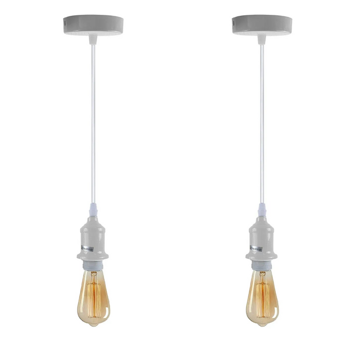 2 Pack Pendant Light, lampshade E27 Lamp Holder Hanging Light,PVC Cable