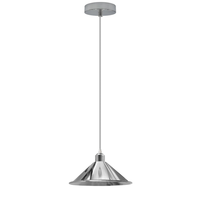 Chromen hanglamp, hanglamp, E27, gegalvaniseerde metalen lampenkap