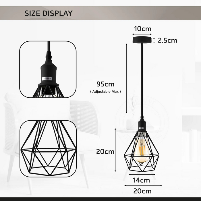 Vintage Industrial Ceiling Hanging Light Cage Shade Ceiling Pendant Lamp