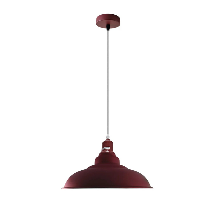 Moderne bordeauxrode hangende plafondlamp met metalen lampenkap