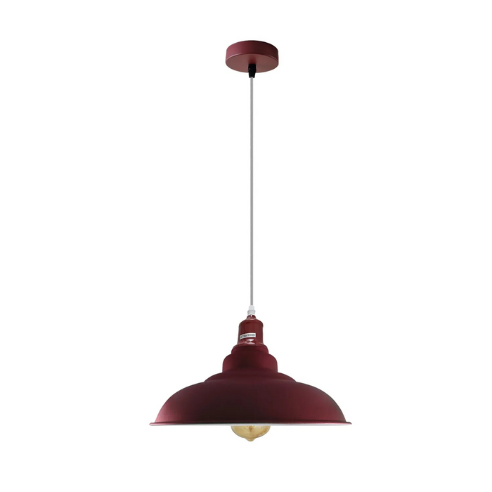 Moderne bordeauxrode hangende plafondlamp met metalen lampenkap